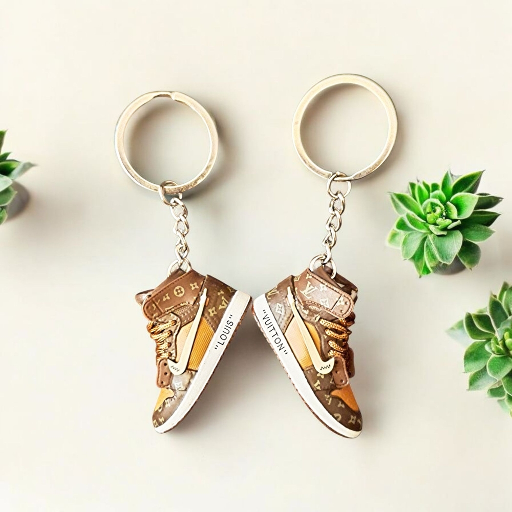 New With Box! Louis Vuitton Brown and Tan Nike  Sneaker Keychain